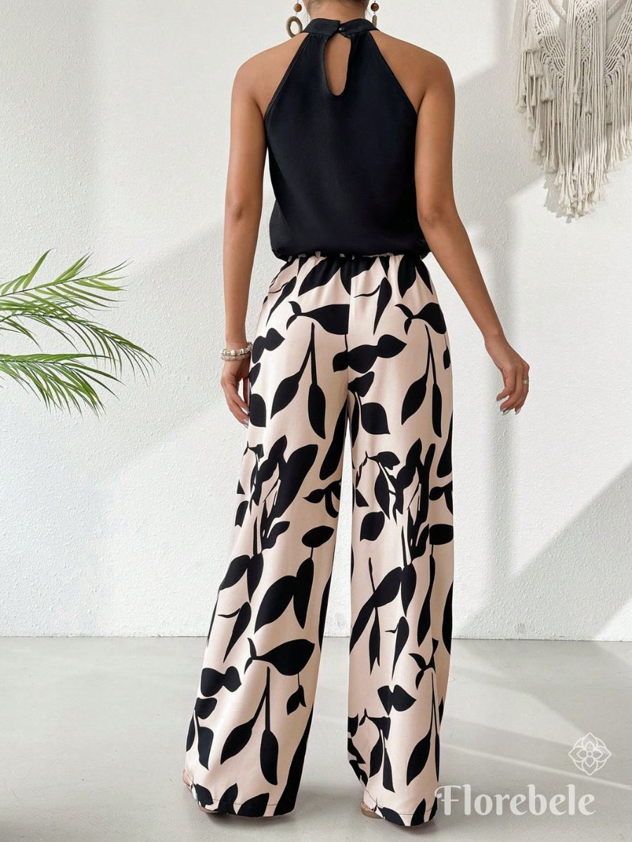 ACONJUNTO SIN MANGAS CON ESTAMPADO DE PLANTAS