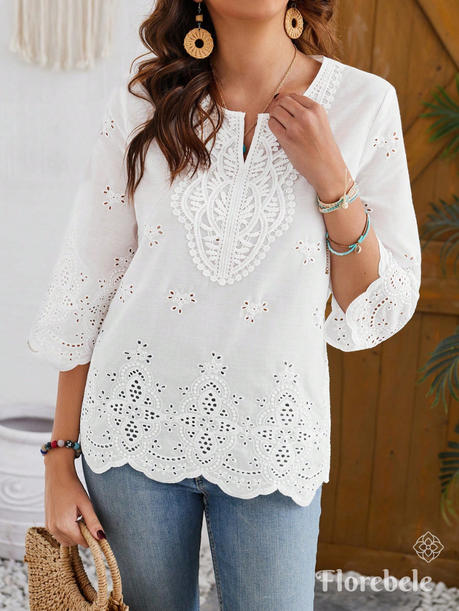 BLUSA CON BORDADO DE OJAL