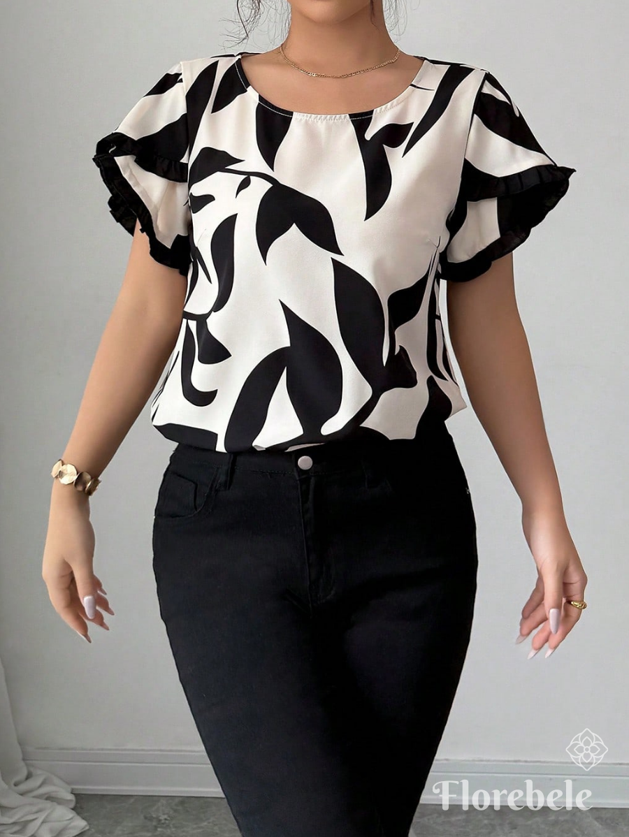 BLUSA ESTAMPADO CON DETALLE EN MANGAS