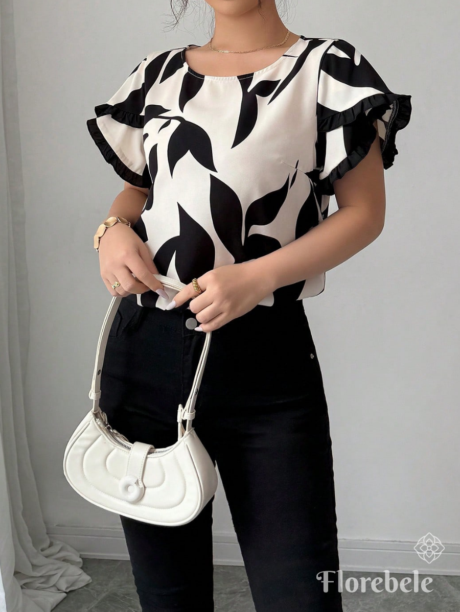 BLUSA ESTAMPADO CON DETALLE EN MANGAS