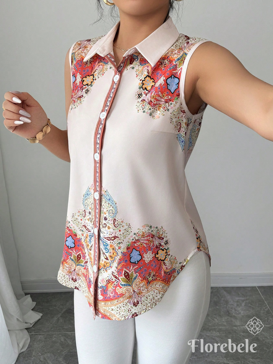 CAMISA SIN MANGAS CON ESTAMPADO