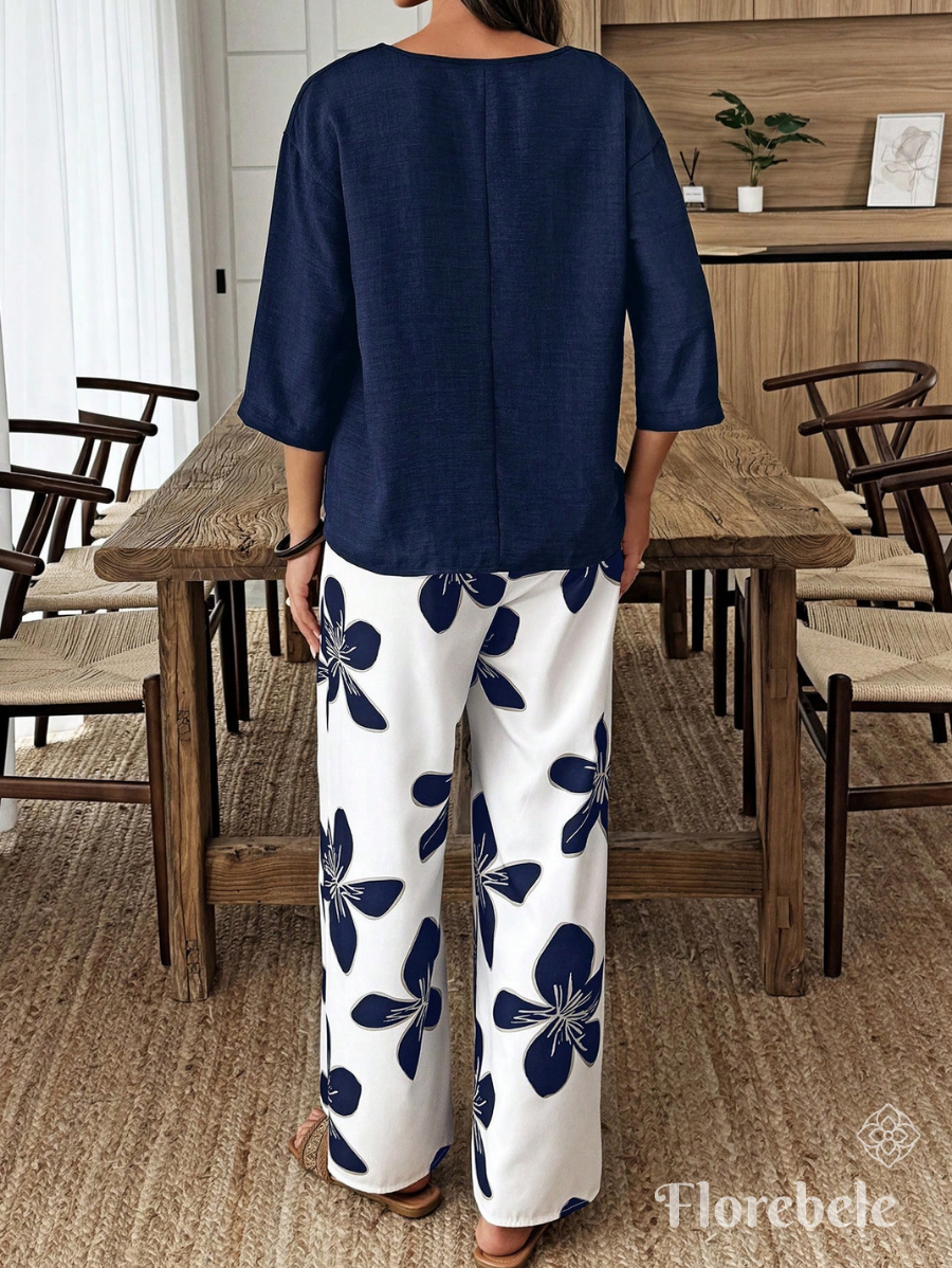 CONJUNTO CON BOTON Y ESTAMPADO FLORAL