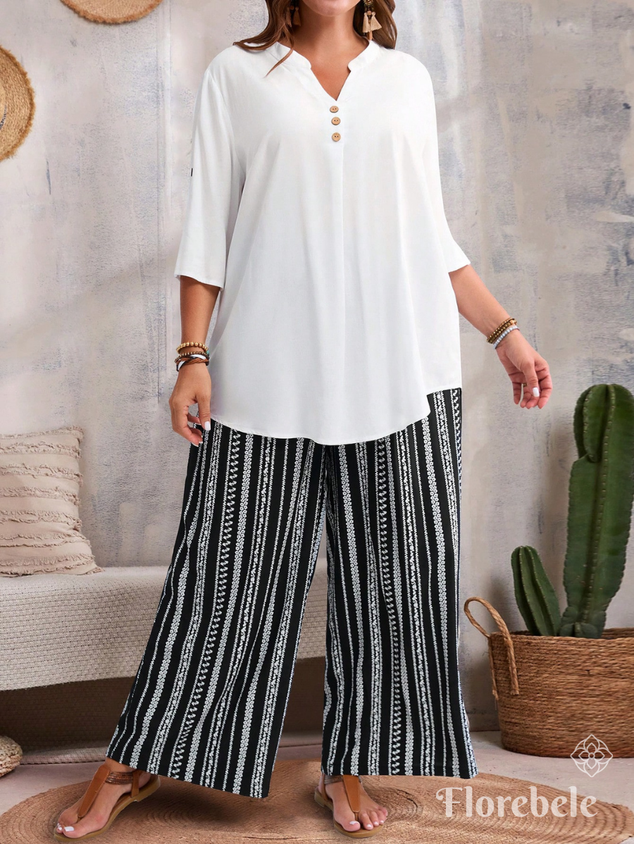 CONJUNTO CON PANTALÓN A RAYAS