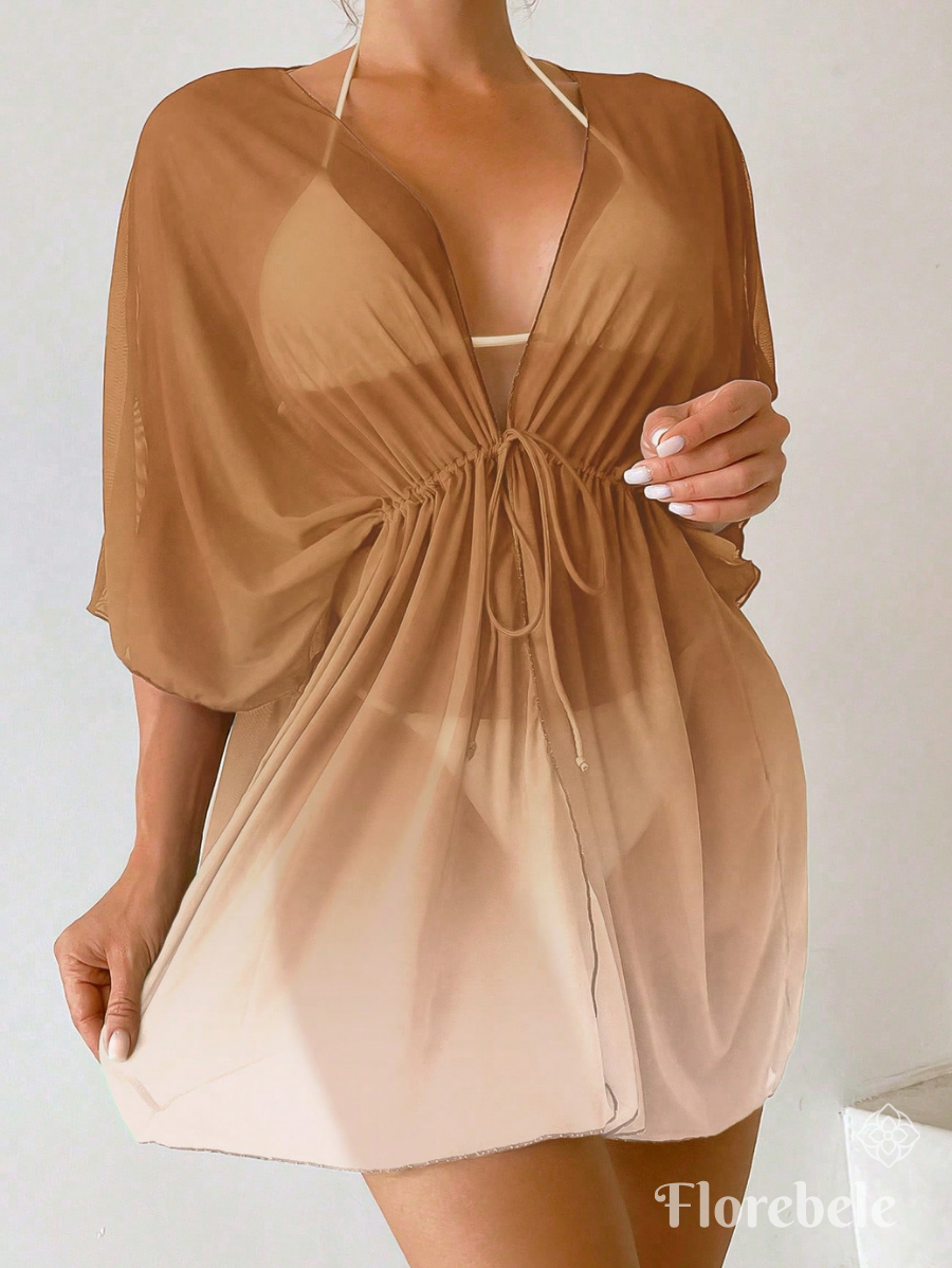 SALIDA DE PLAYA CON AJUSTE DE CINTURA DOS TONOS