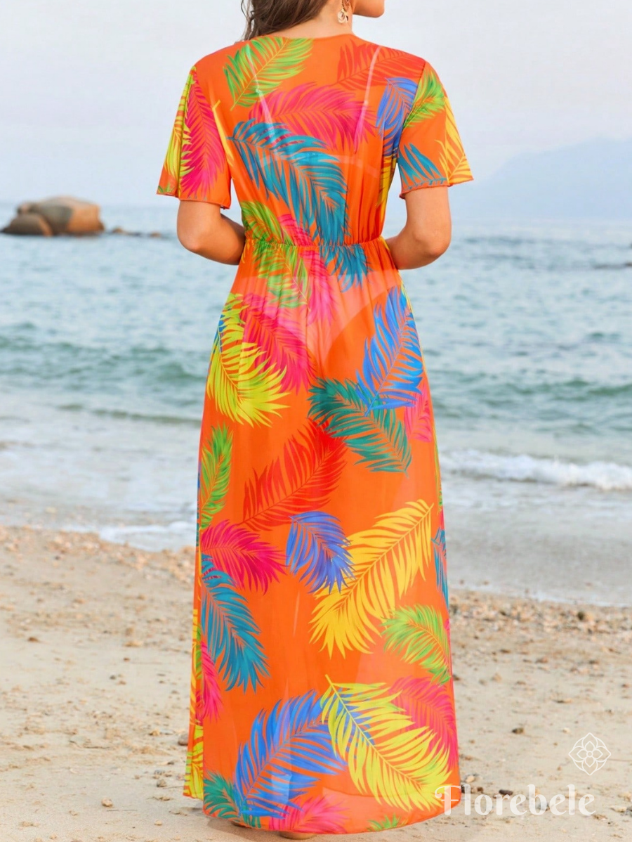 SALIDA DE PLAYA ESTAMPADA CON CRUZADO