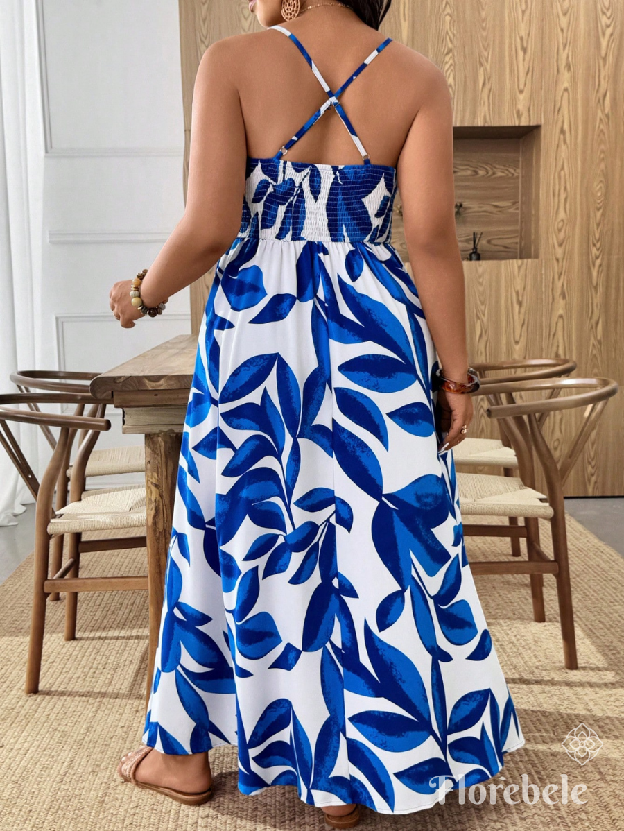 VESTIDO CON ESTAMPADO DE HOJAS