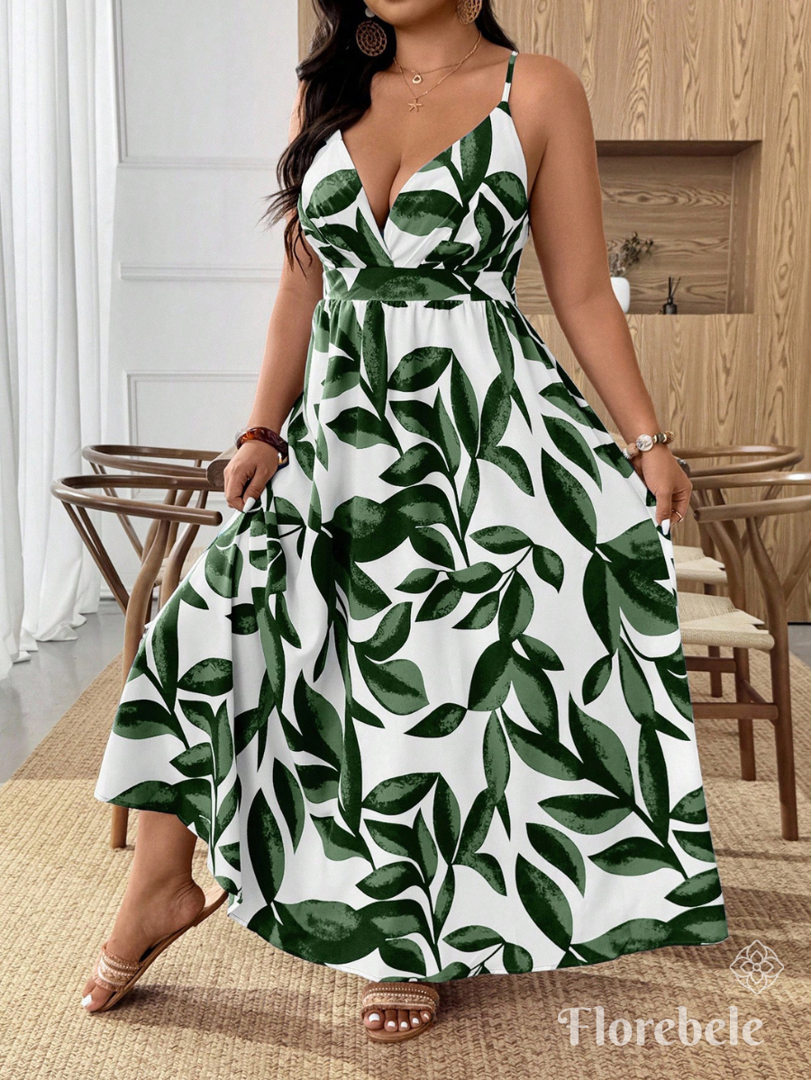 VESTIDO CON ESTAMPADO DE HOJAS