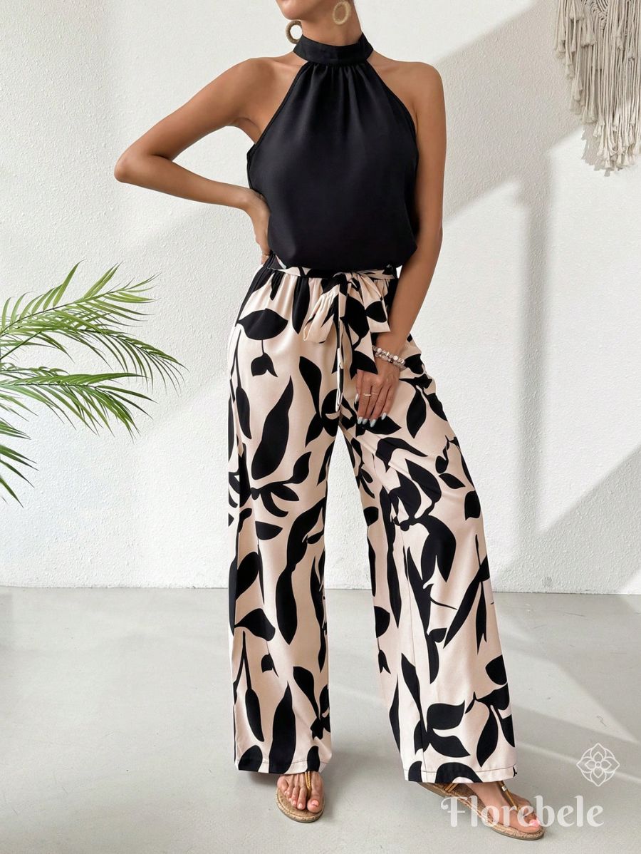 ACONJUNTO SIN MANGAS CON ESTAMPADO DE PLANTAS Conjunto 10 Florebele S