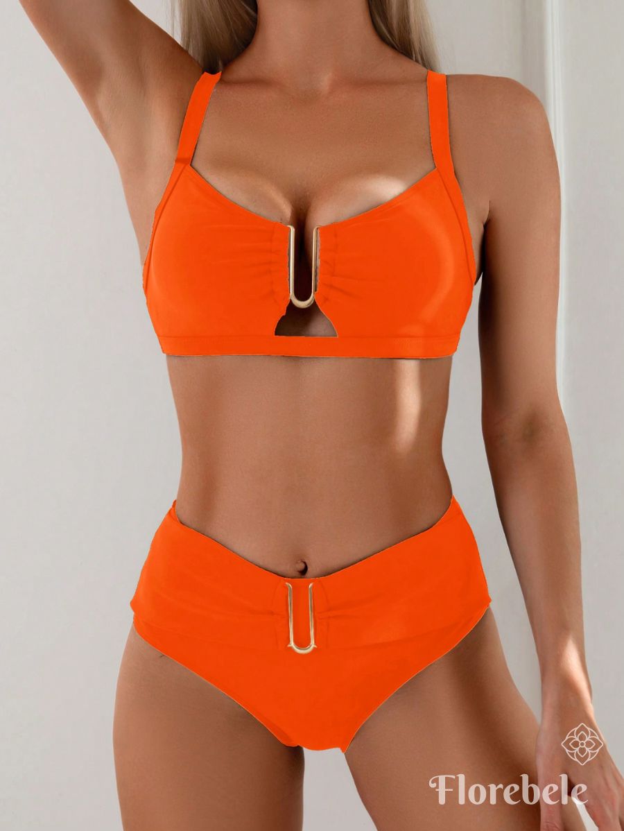BIKINI CON DETALLE DORADO Bikini 46 Florebele Anaranjado S