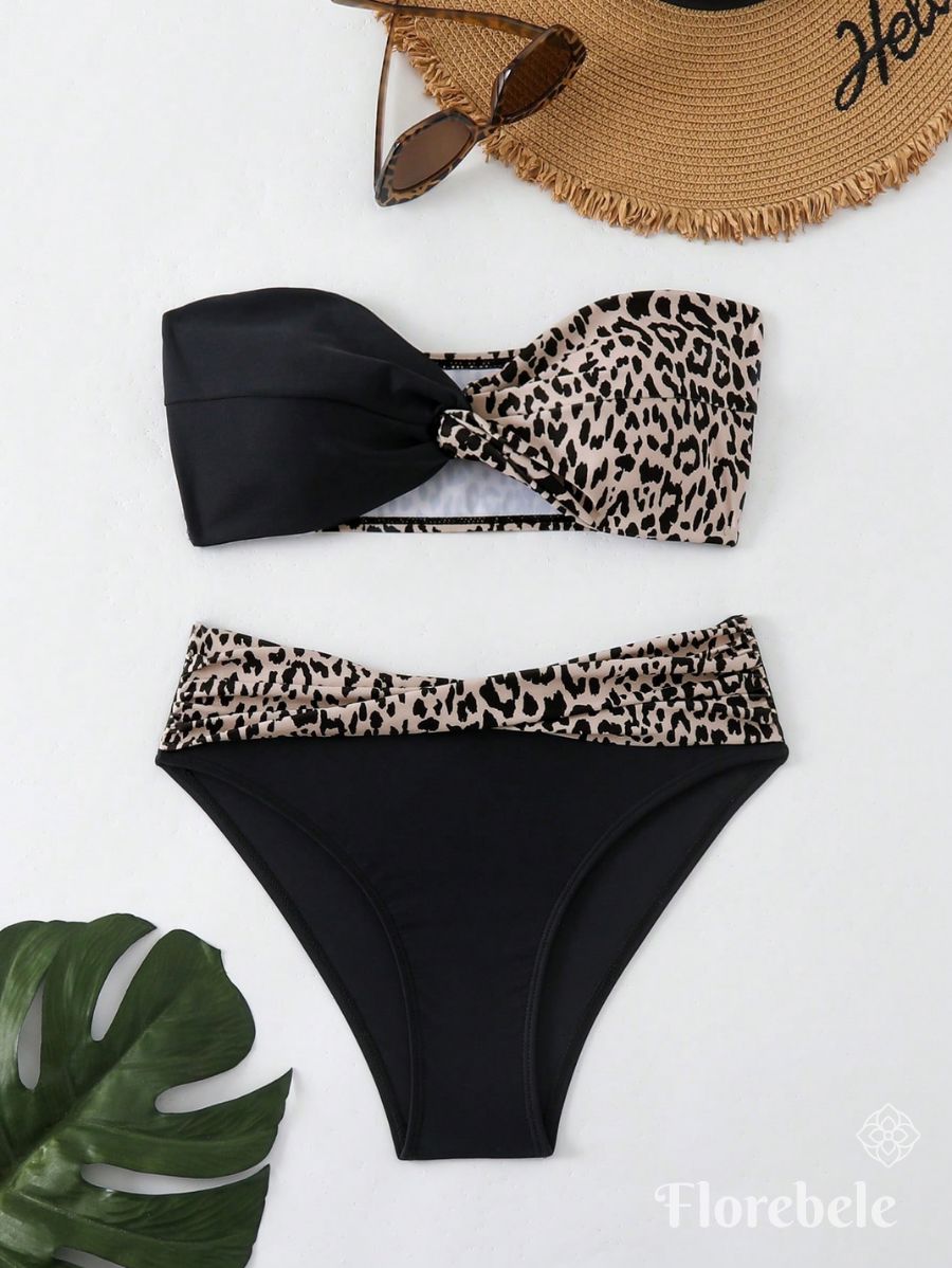 BIKINI CON ESTAMPADO LEOPARDO SIN TIRANTES Bikini 44 Florebele