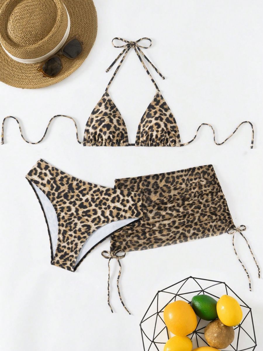 BIKINI CON ESTAMPADO LEOPARDO Y POLLERA Bikini 07 Florebele