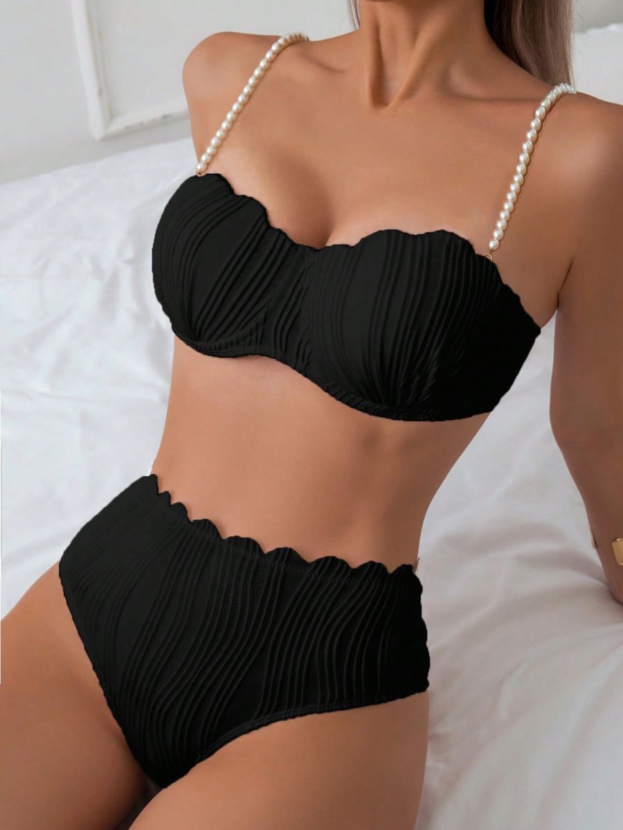 BIKINI CON TIRANTES DE PERLAS Bikini 23 Florebele Negro S