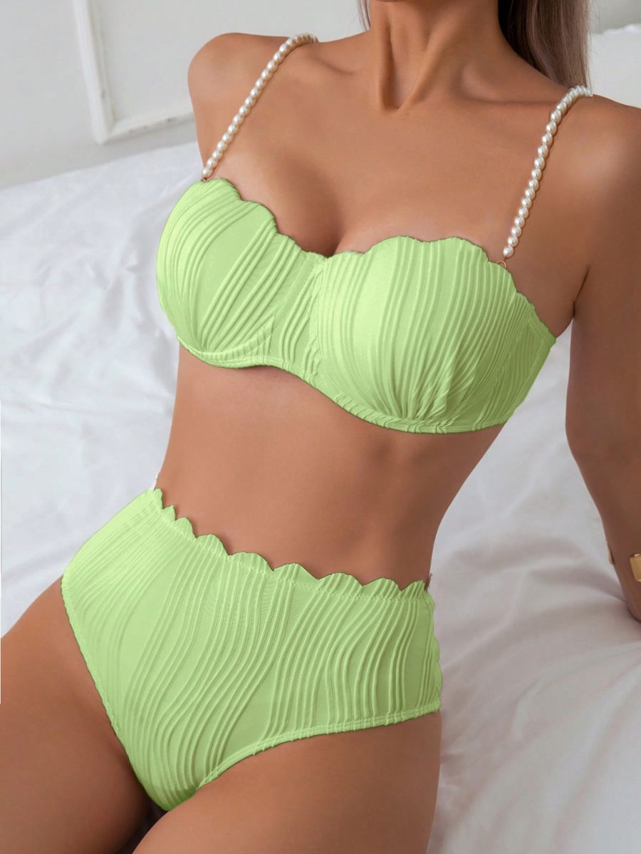 BIKINI CON TIRANTES DE PERLAS Bikini 23 Florebele Verde S