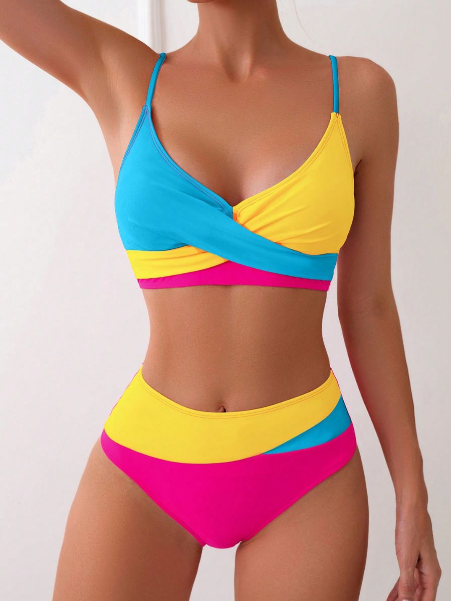 BIKINI DE BLOQUES DE COLOR CRUZADO Bikini 02 Florebele Amarillo XS