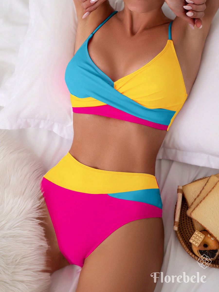BIKINI DE BLOQUES DE COLOR CRUZADO Bikini 45 Florebele