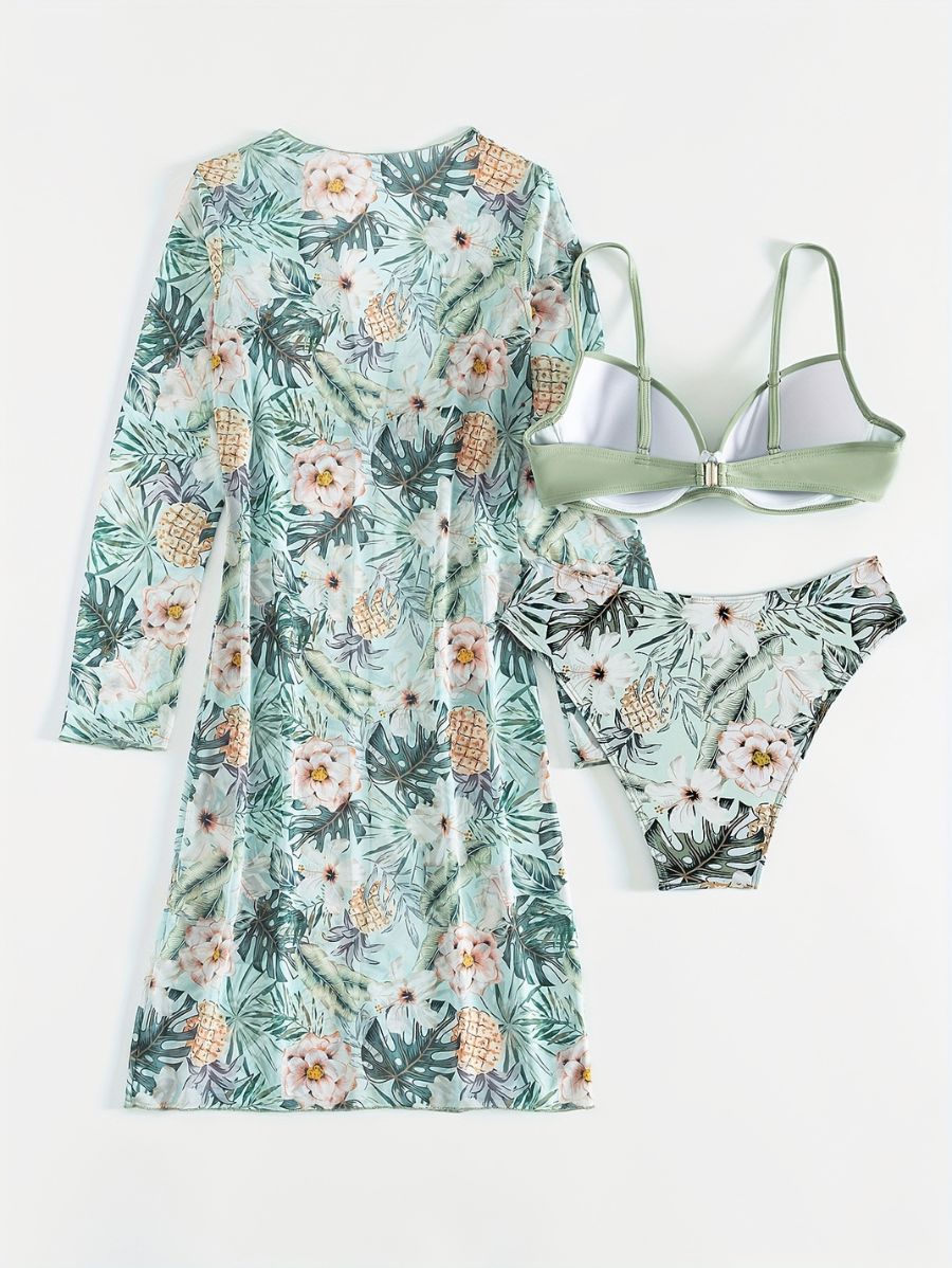 BIKINI DE TRES PIEZAS CON ESTAMPADO TROPICAL Bikini 08 Florebele