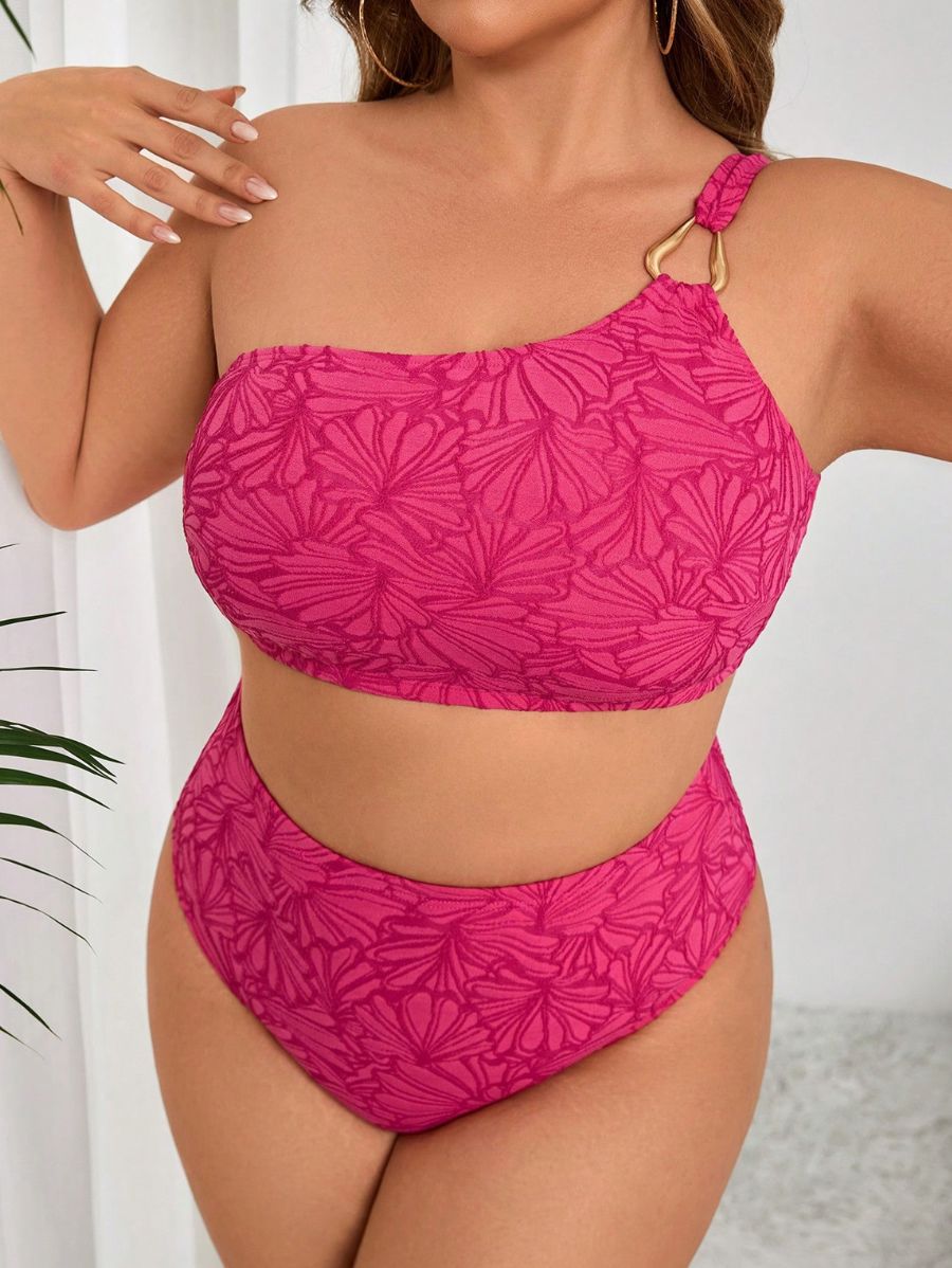 BIKINI ESTAMPADO DE UN HOMBRO Bikini Plus Size 12 Florebele