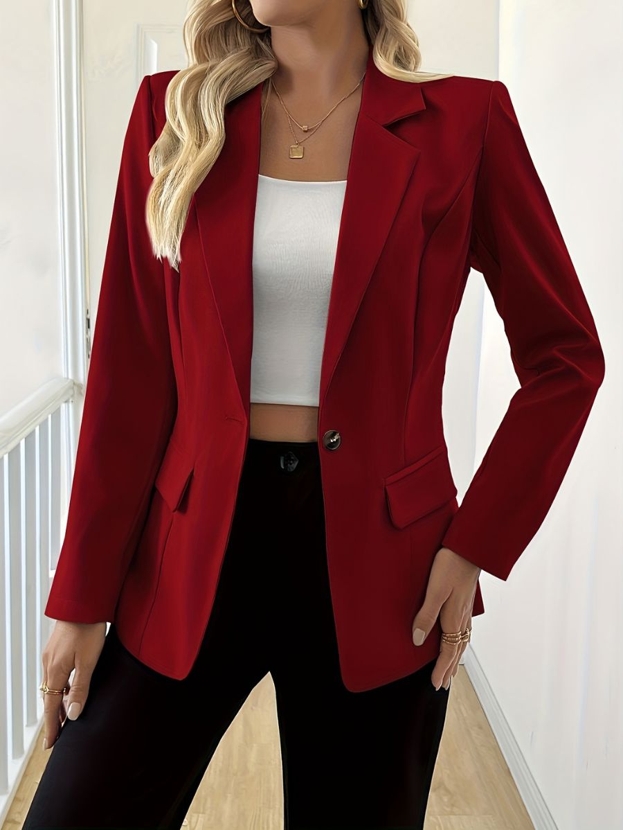 BLAZER CON BOTÓN LISO Blazer 03 Florebele Rojo S