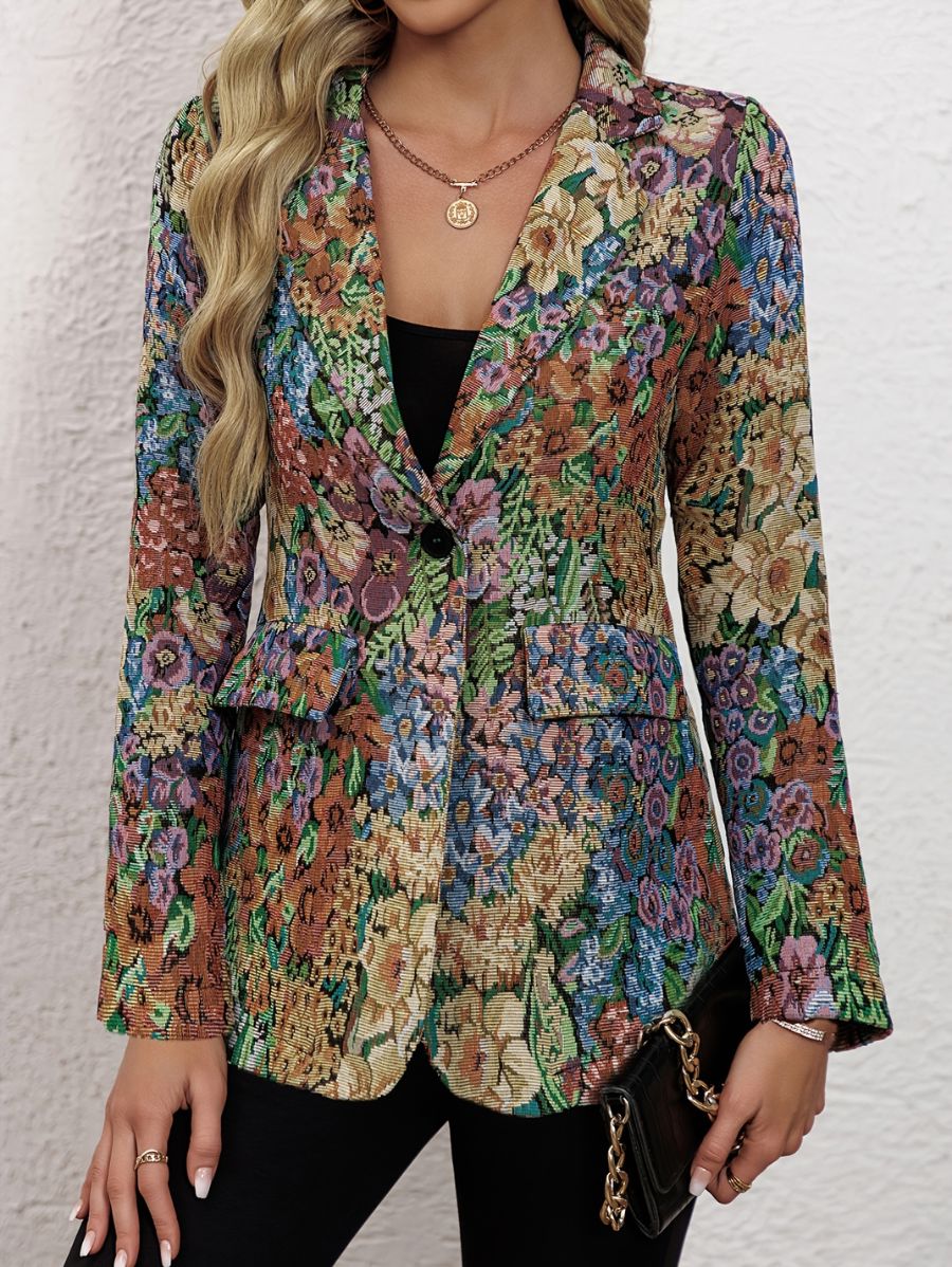 BLAZER CON ESTAMPADO FLORAL Y BOTÓN Blazer 06 Florebele