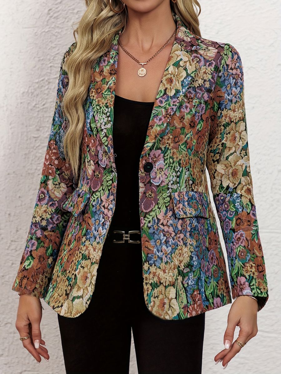 BLAZER CON ESTAMPADO FLORAL Y BOTÓN Blazer 06 Florebele