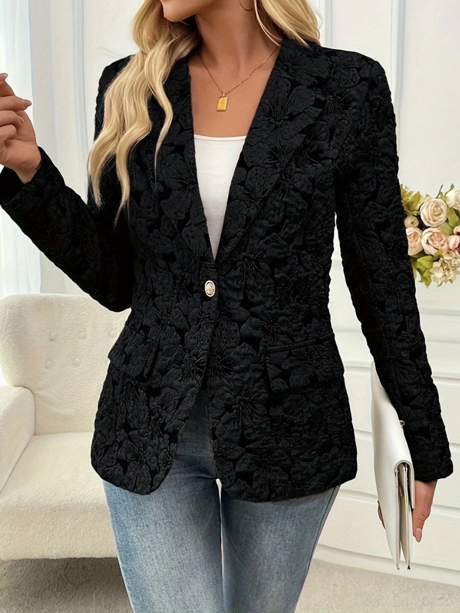 BLAZER CON TEXTURA FLORAL Blazer 08 Florebele Negro S