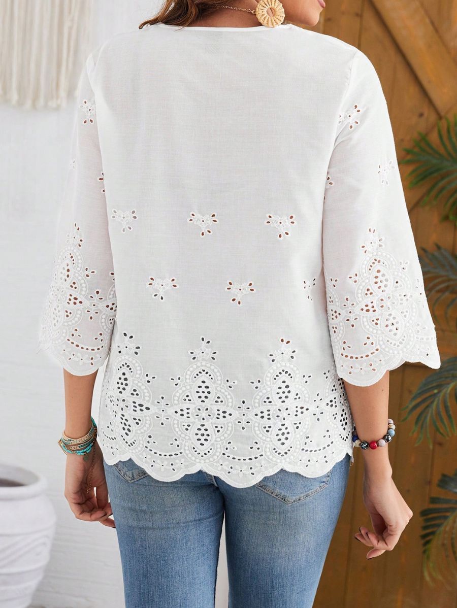 BLUSA CON BORDADO DE OJAL Blusa 18 Florebele