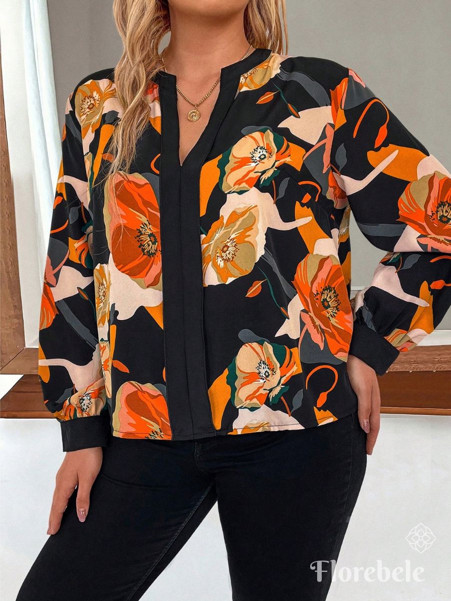 BLUSA CON ESTAMPADO FLORAL Blusa Plus Size 06 Florebele 0XL