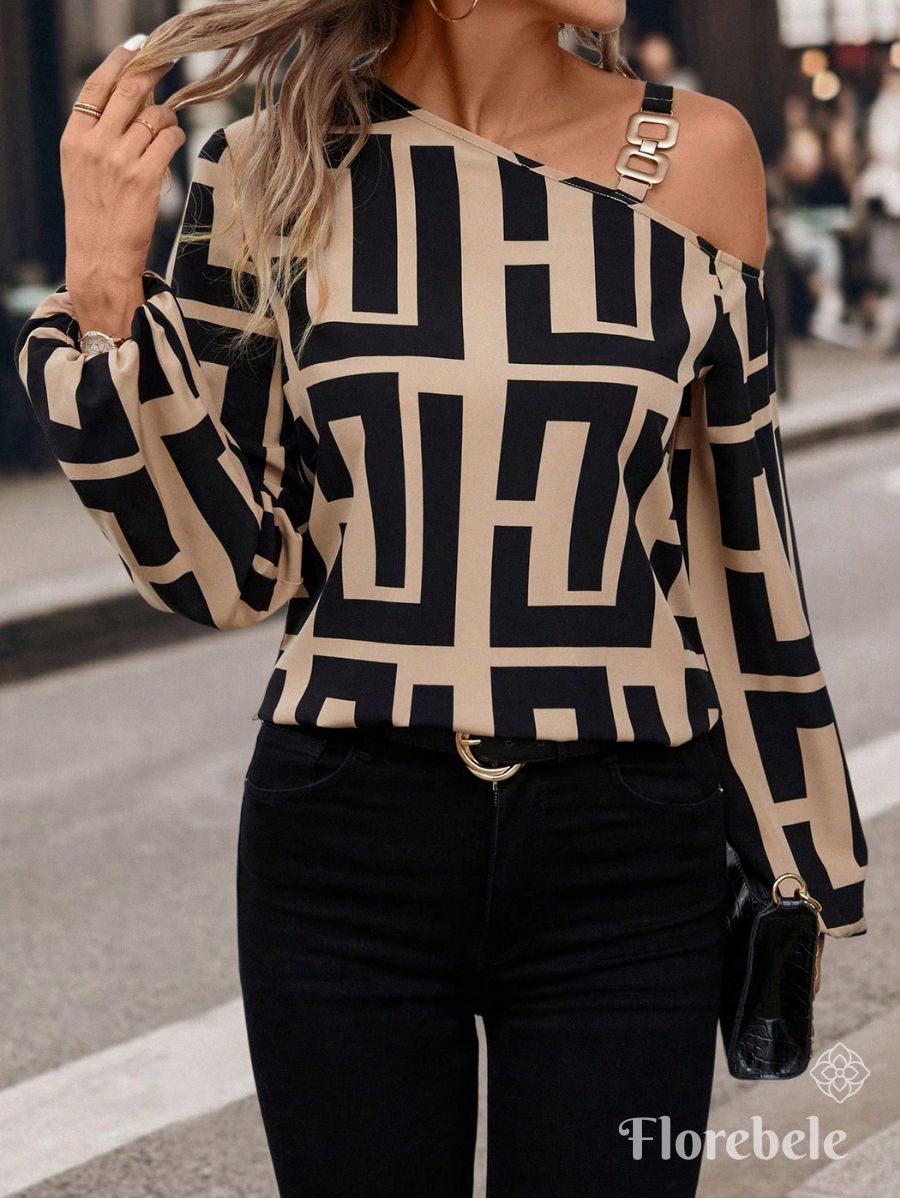 BLUSA CON ESTAMPADO GEOMÉTRICO Blusa 29 Florebele