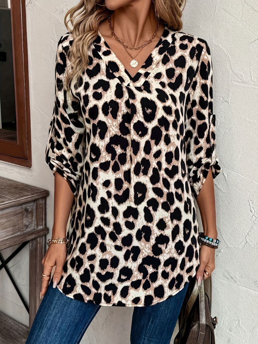 BLUSA CON ESTAMPADO LEOPARDO Blusa 12 Florebele