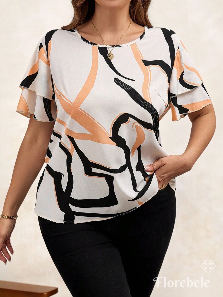 BLUSA CON MANGA DE VOLANTES Blusa Plus Size 04 Florebele 0XL