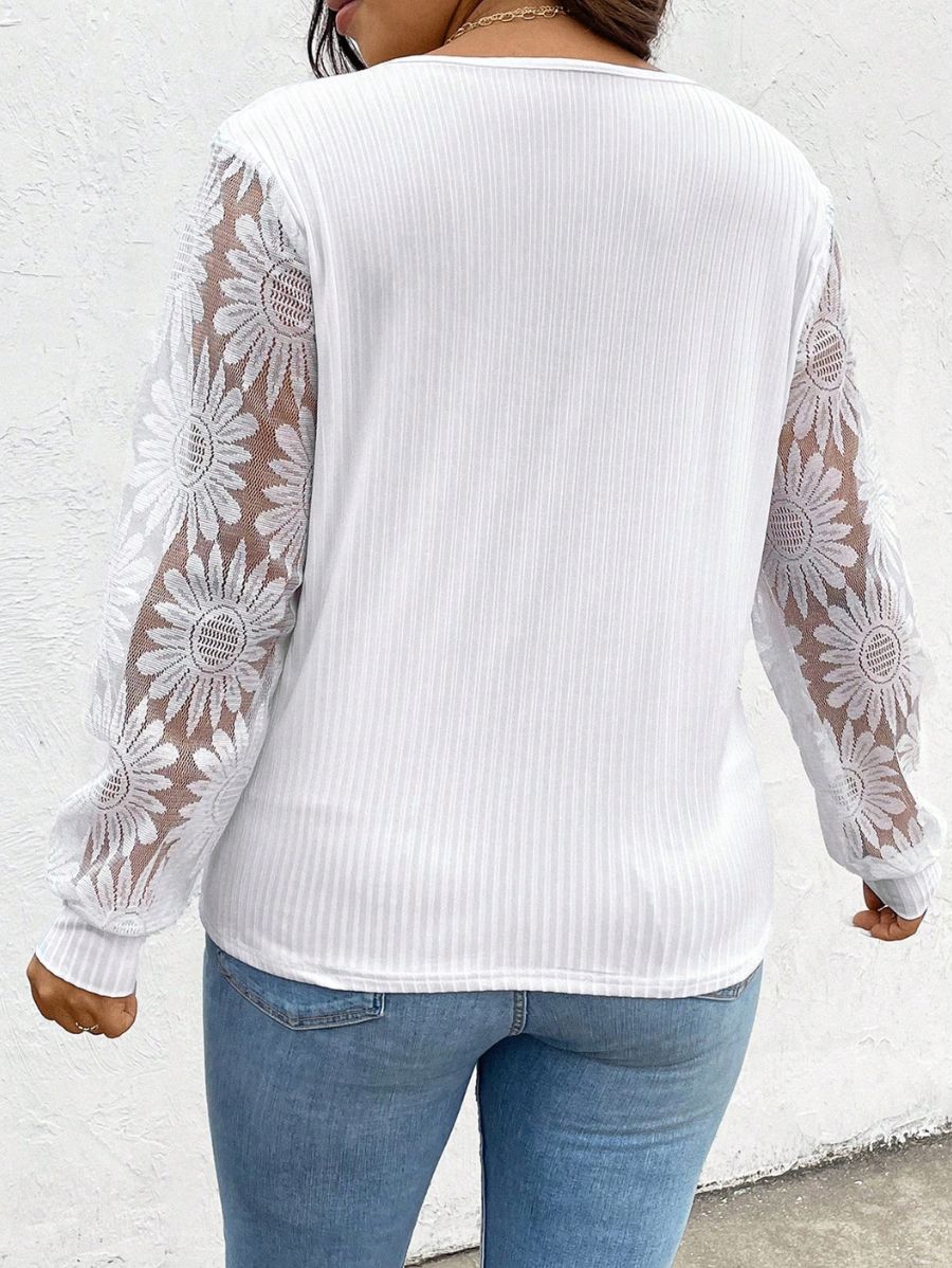 BLUSA CON MANGAS DE ENCAJE Blusa Plus Size 10 Florebele