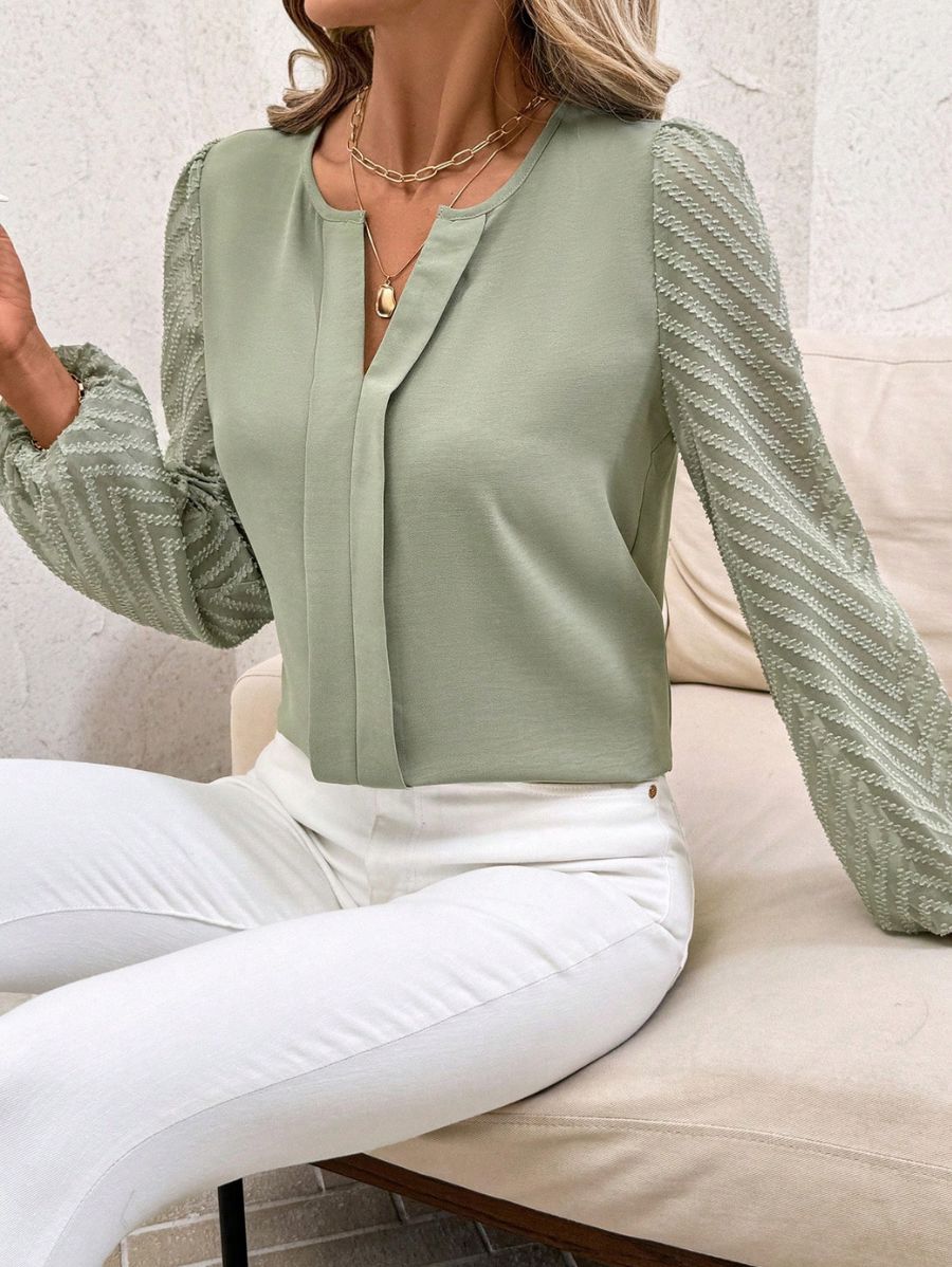 BLUSA CON MANGAS FAROL Y CUELLO DE MUESCA Blusa 09 Florebele