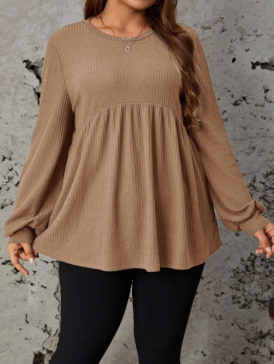 BLUSA DE MANGA LARGA HOLGADA Blusa Plus Size 12 Florebele