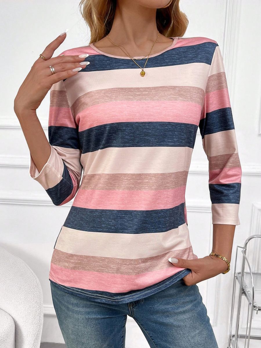 BLUSA DE MANGA TRES CUARTOS A RAYAS Blusa 16 Florebele