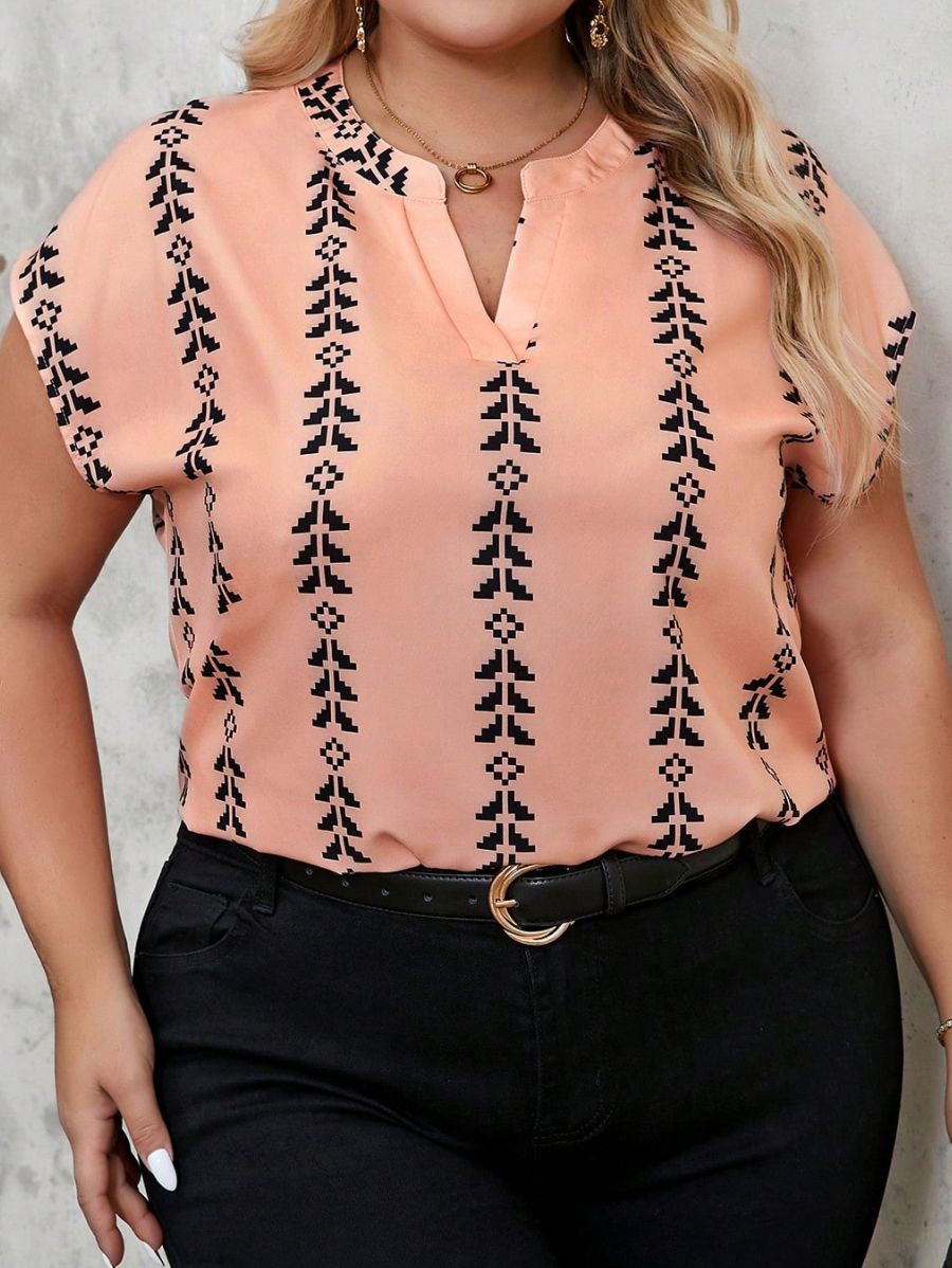 BLUSA ESTAMPADA DE MANGA CORTA Blusa Plus Size 13 Florebele