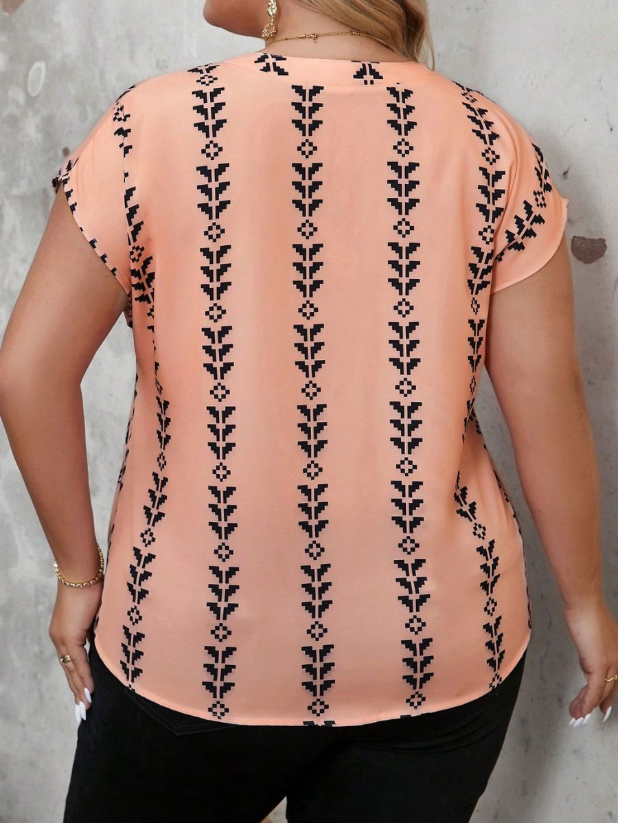 BLUSA ESTAMPADA DE MANGA CORTA Blusa Plus Size 13 Florebele