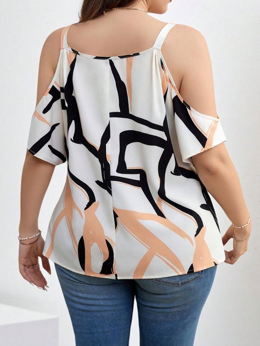 BLUSA ESTAMPADO CON DETALLES DORADOS Blusa Plus Size 07 Florebele