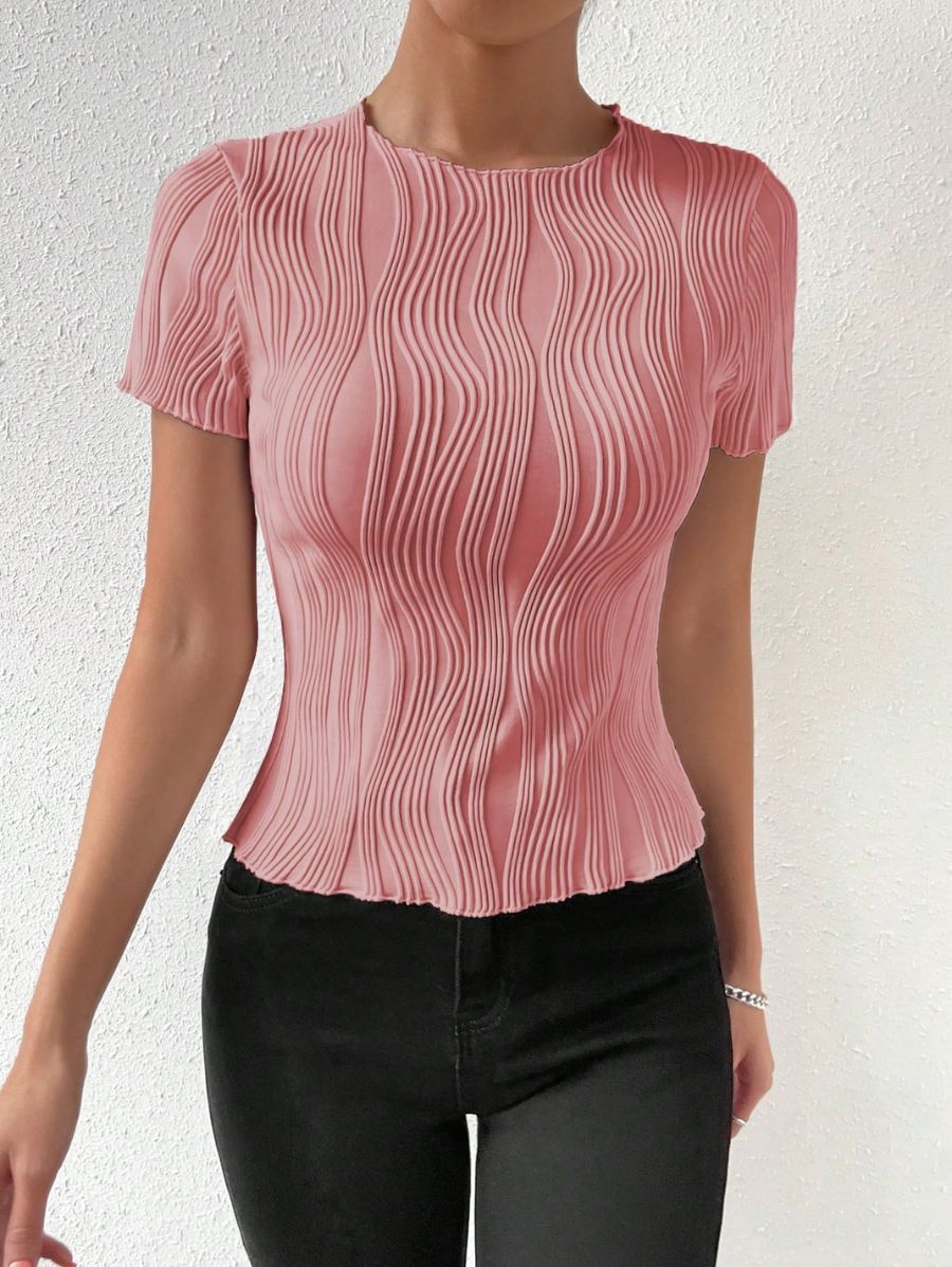 BLUSA MANGA CORTA CON TEXTURA Blusa 44 Florebele Rosa XS