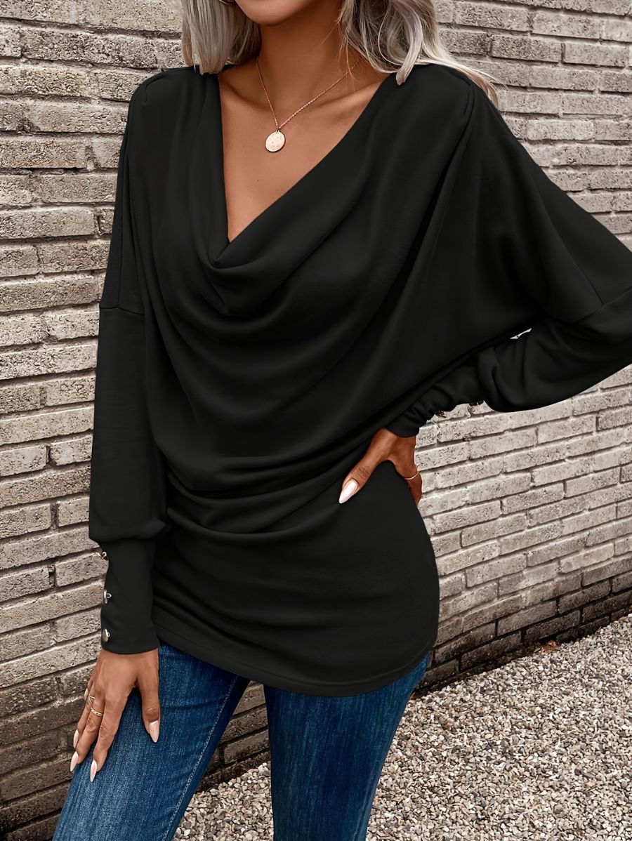BLUSA MANGA LARGA CON BOTONES Blusa 03 Florebele Negro S