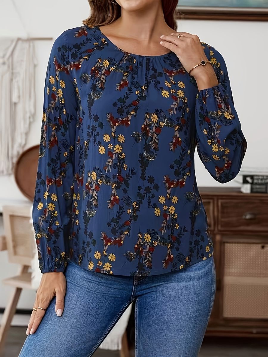 BLUSA MANGA LARGA CON ESTAMPADO FLORAL Blusa 25 Florebele