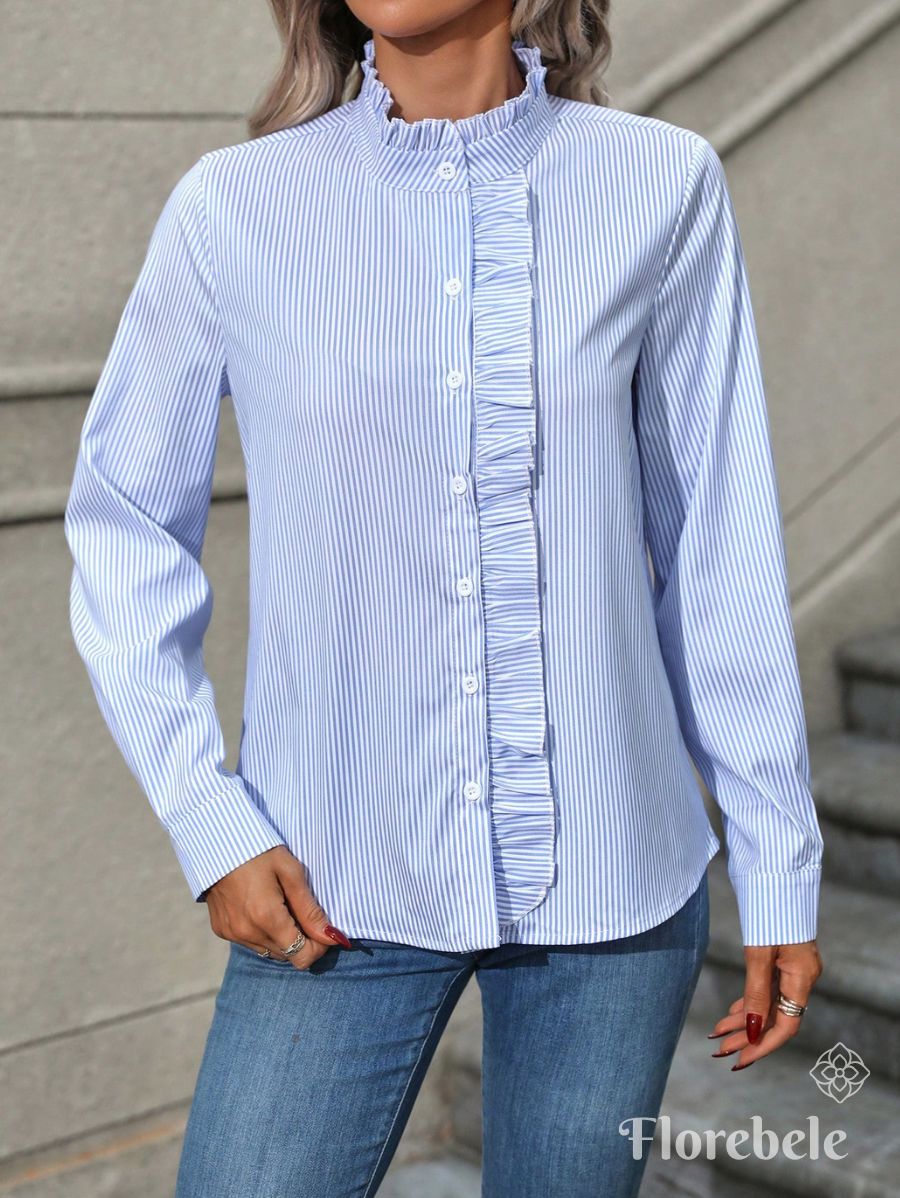 CAMISA A RAYAS CON VOLANTE Camisa 39 Florebele Azul XS