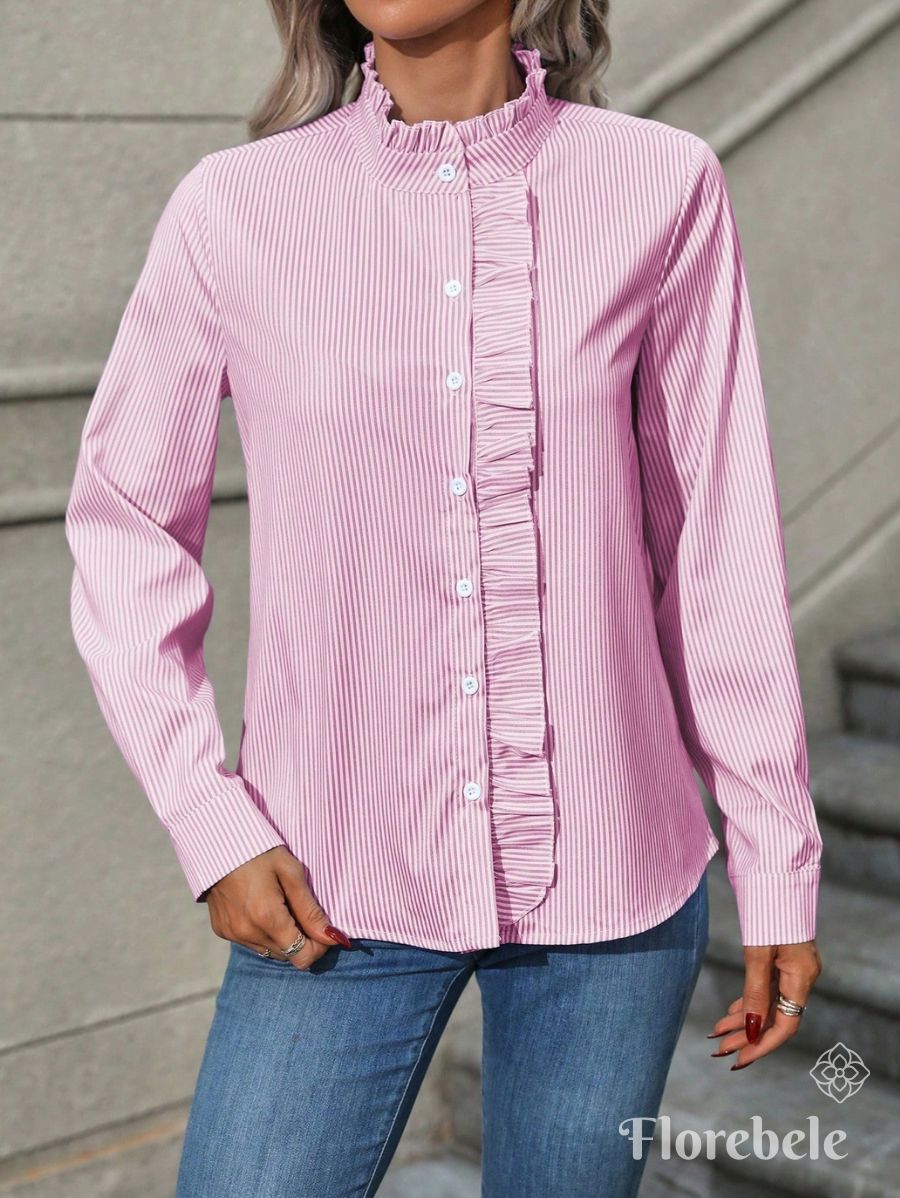 CAMISA A RAYAS CON VOLANTE Camisa 39 Florebele Rosa XS