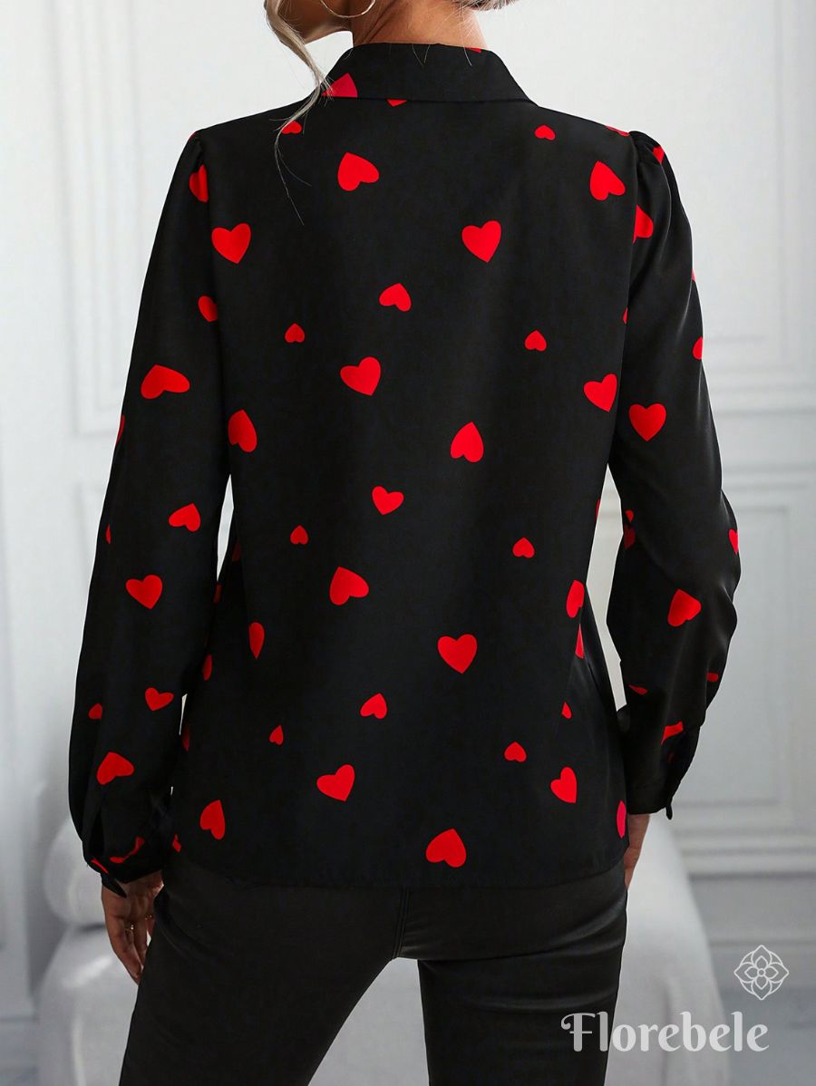 CAMISA CON ESTAMPADO DE CORAZONES Camisa 36 Florebele