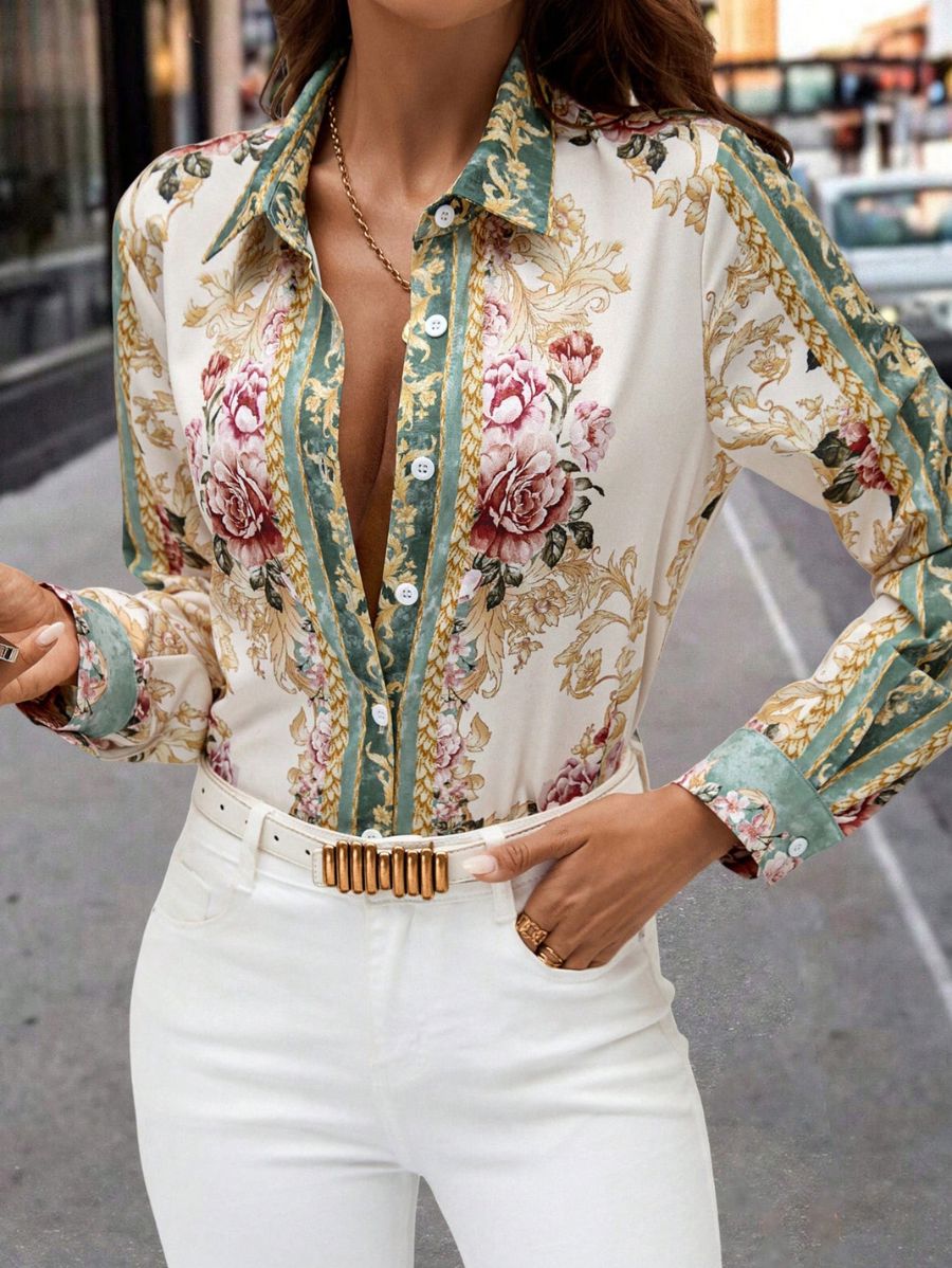 CAMISA CON ESTAMPADO FLORAL Camisa 20 Florebele