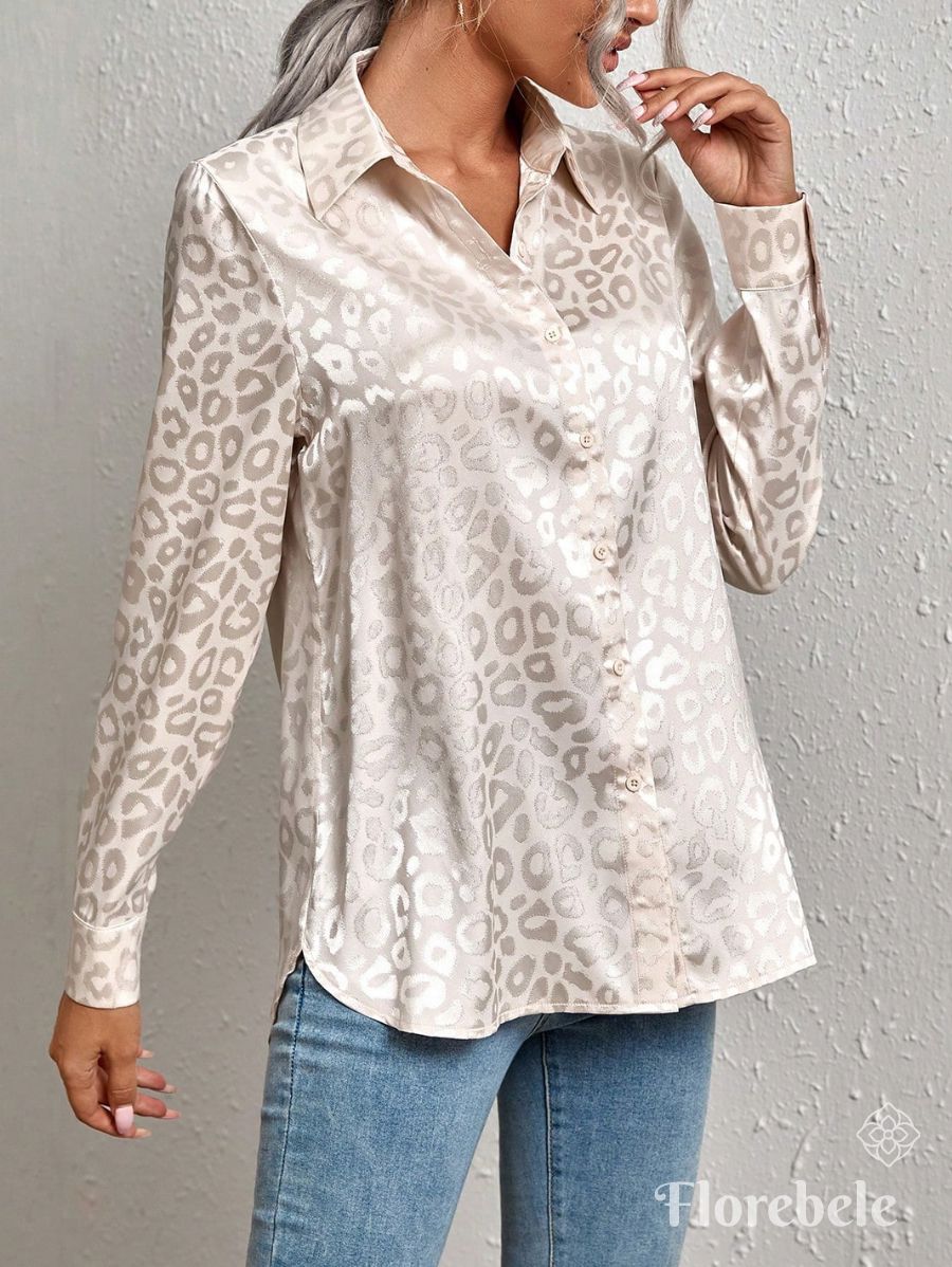 CAMISA CON ESTAMPADO LEOPARDO SATINADA Camisa 07 Florebele