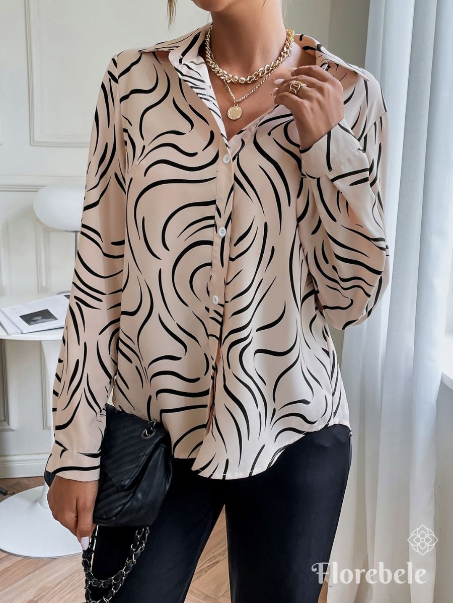 CAMISA CON ESTAMPADO MANGA LARGA Camisa 38 Florebele Beige XS