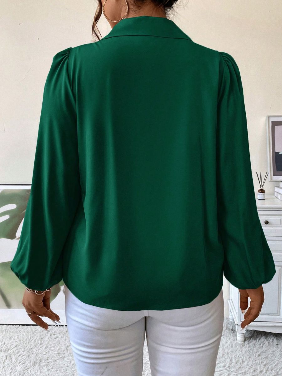 CAMISA CON MANGAS ABULLONADAS Camisa Plus Size 03 Florebele