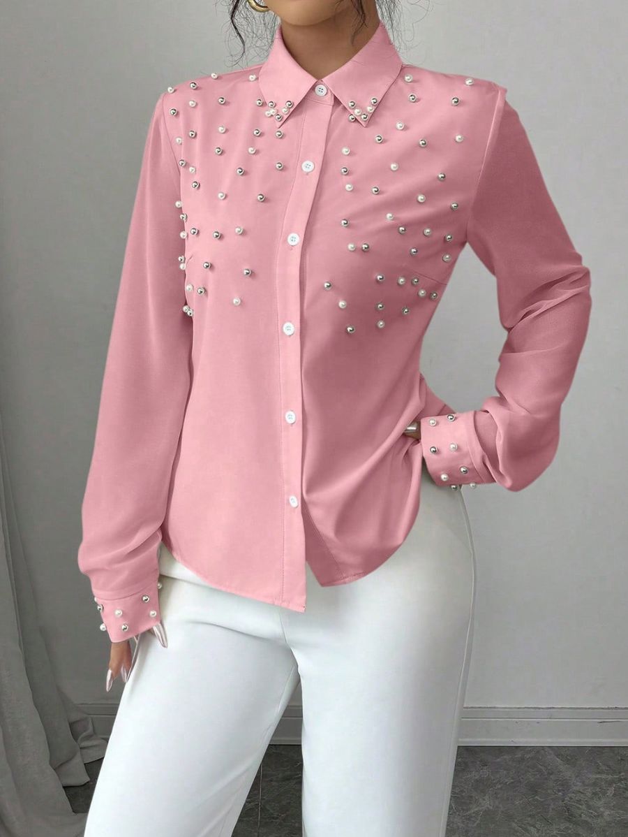 CAMISA CON PERLAS Camisa 03 Florebele Rosa S