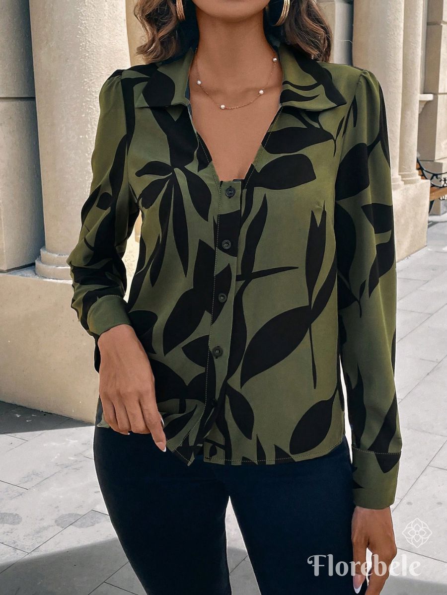 CAMISA ESTAMPADA CON ESCOTE EN V Camisa 16 Florebele XS