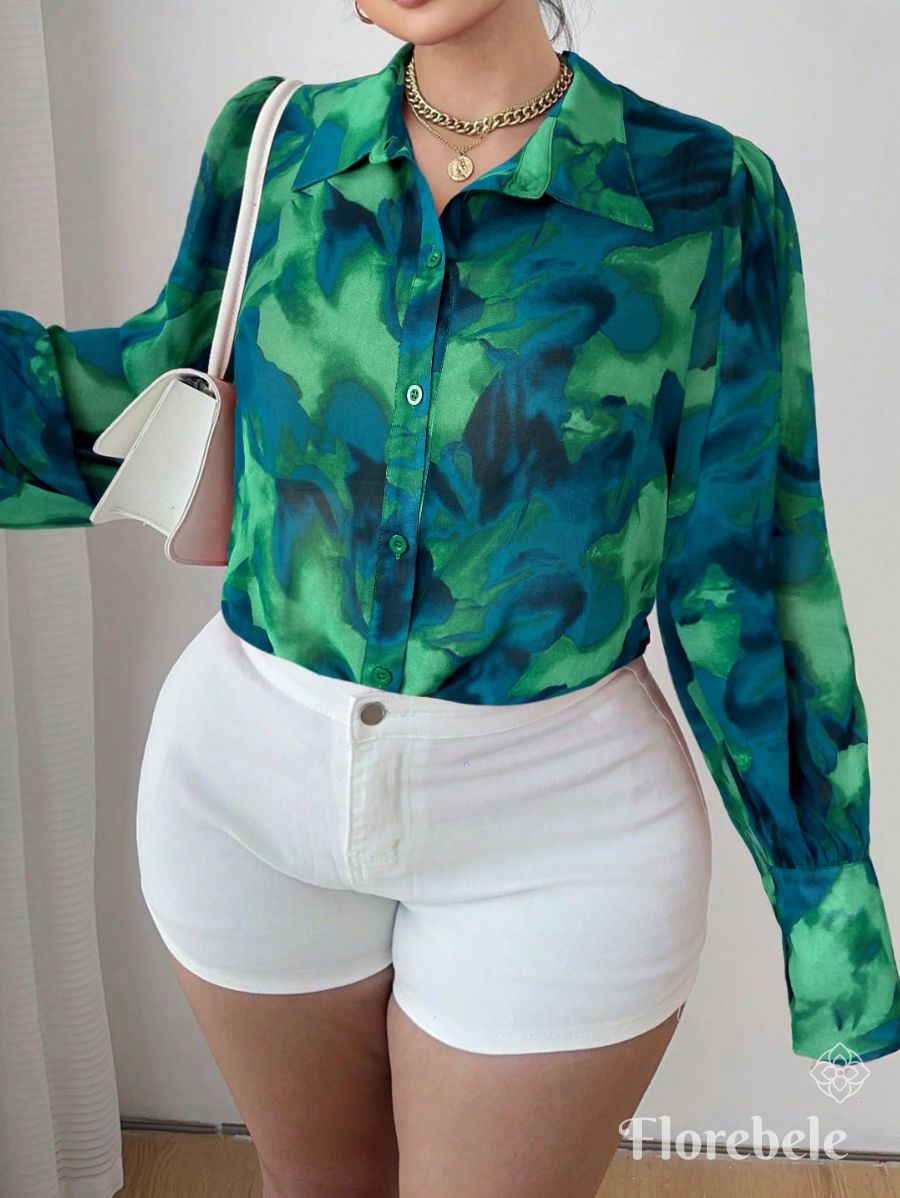 CAMISA ESTAMPADA CON MANGAS FAROL Camisa Plus Size 08 Florebele